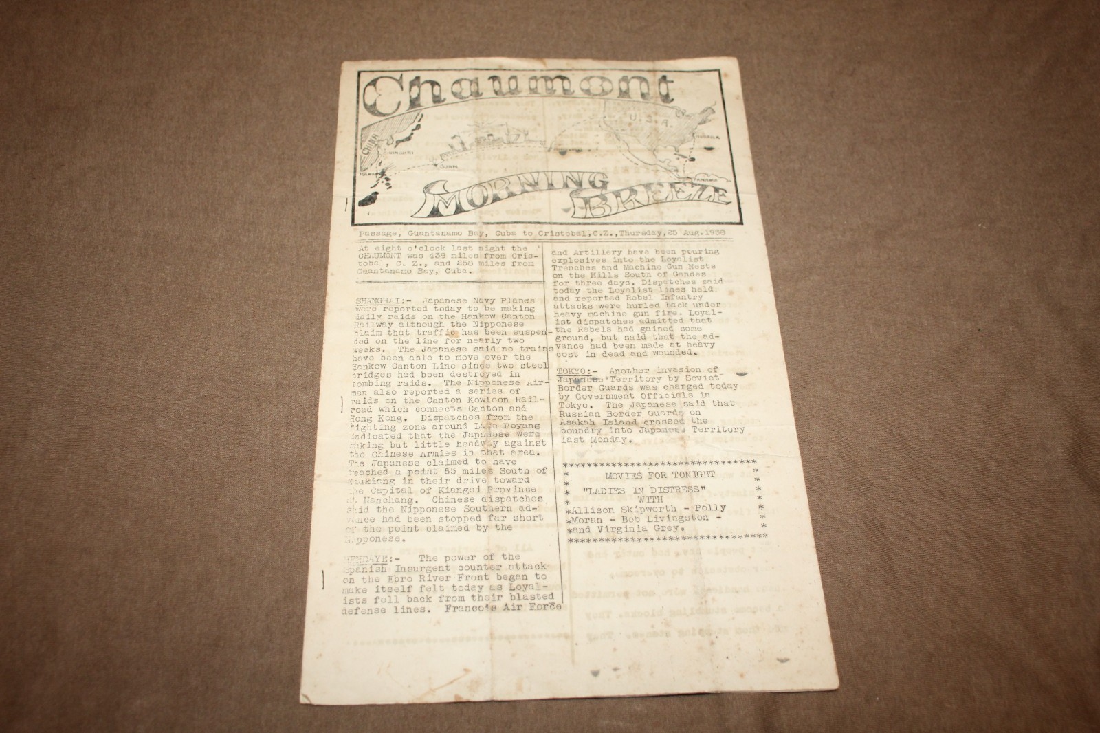 Scarce Original Pre WW2 USN U.S.S. Chaumont Scarce Original Pre WW2 USN U.S.S. Chaumont