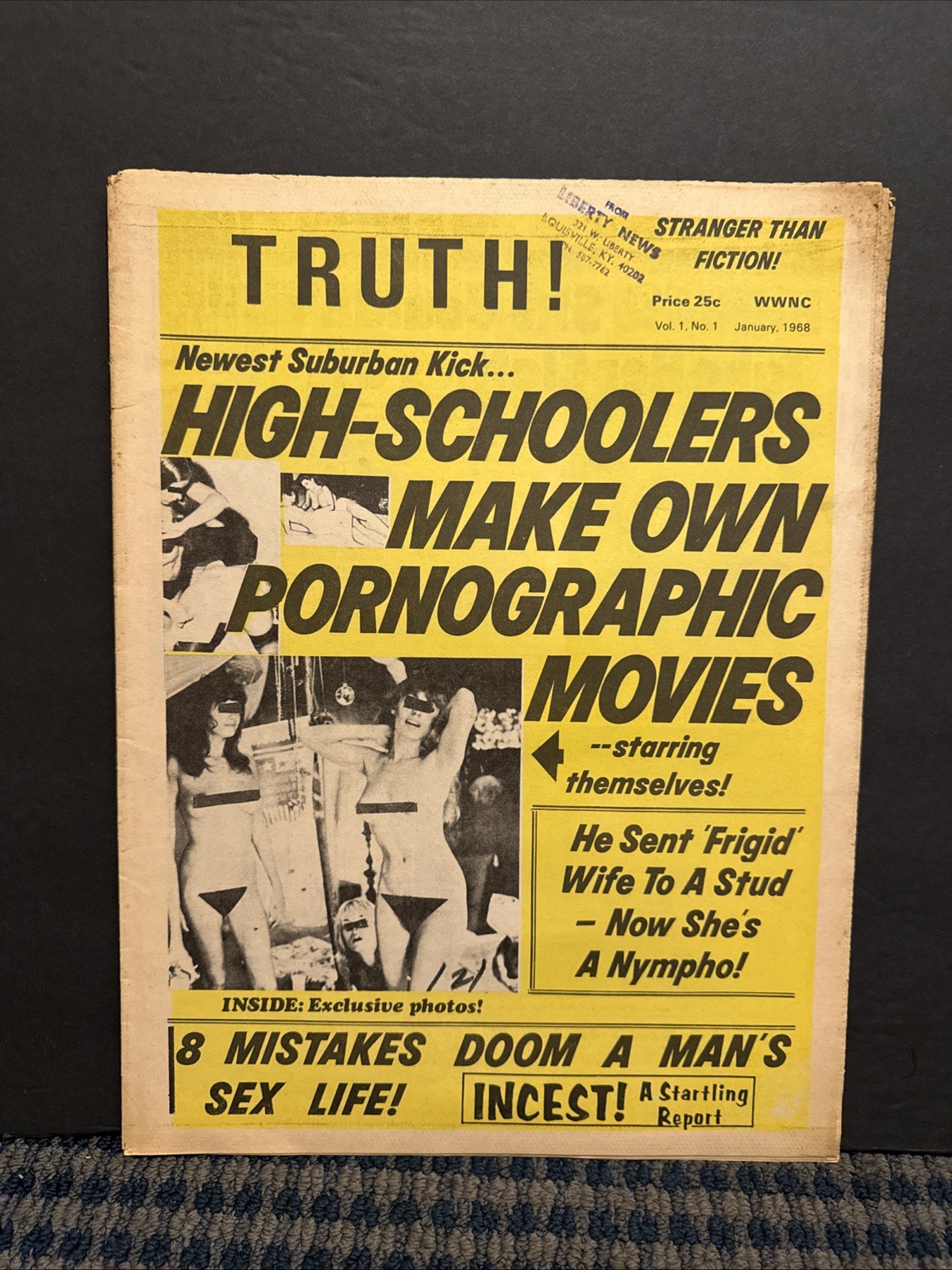1968 Jan TRUTH Newspaper Vol. 1 No. 1, HS Kids Make Porn, Raquel Welch (10T-2)
