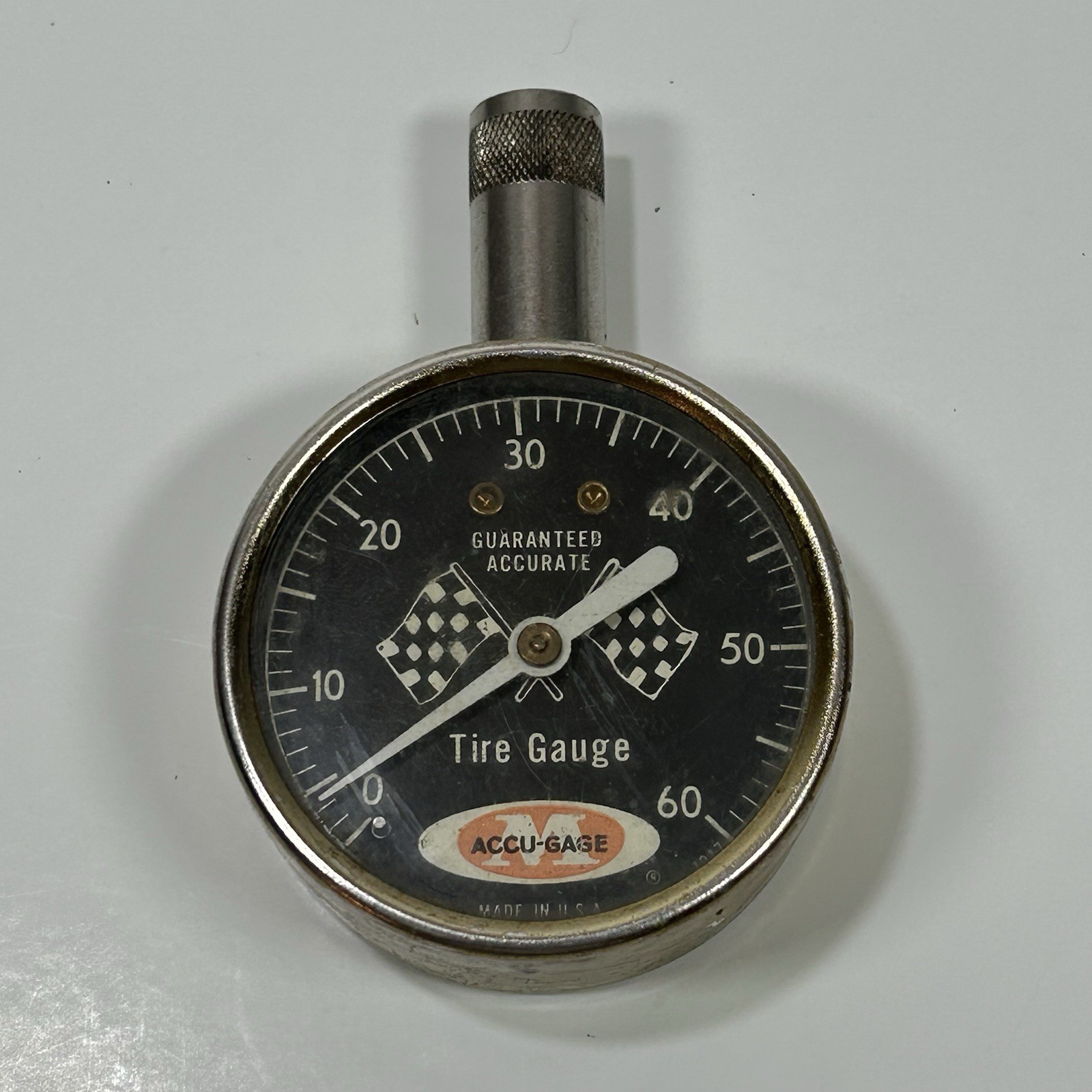 Vintage Meiser Accu-Gage Precision Tire Pressure Gauge 0-60 psi Made in USA