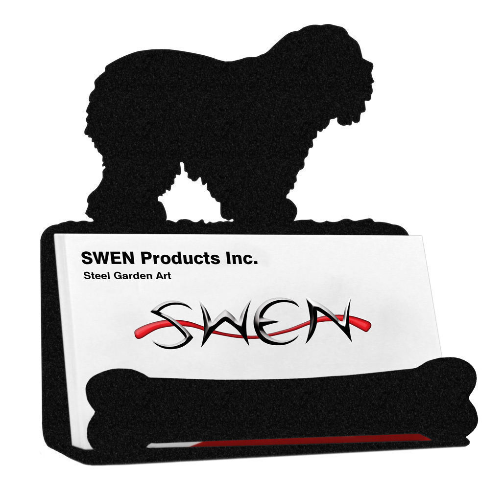 SWEN Products OLD ENGLISH SHEEPDOG Black Metal Business Card Holder