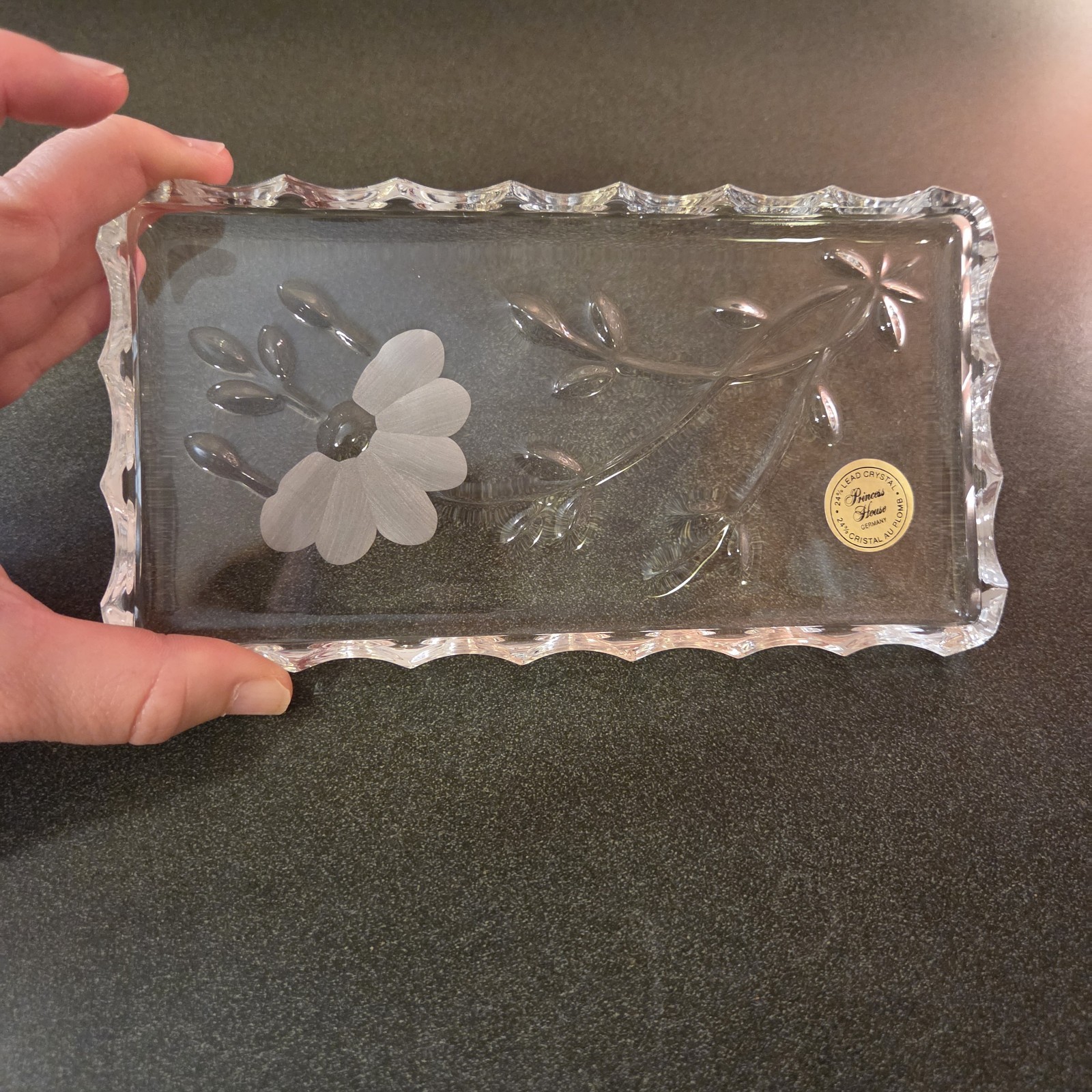 Vintage Princess House Heritage Romance Crystal Vanity Tray Trinket Dish #806