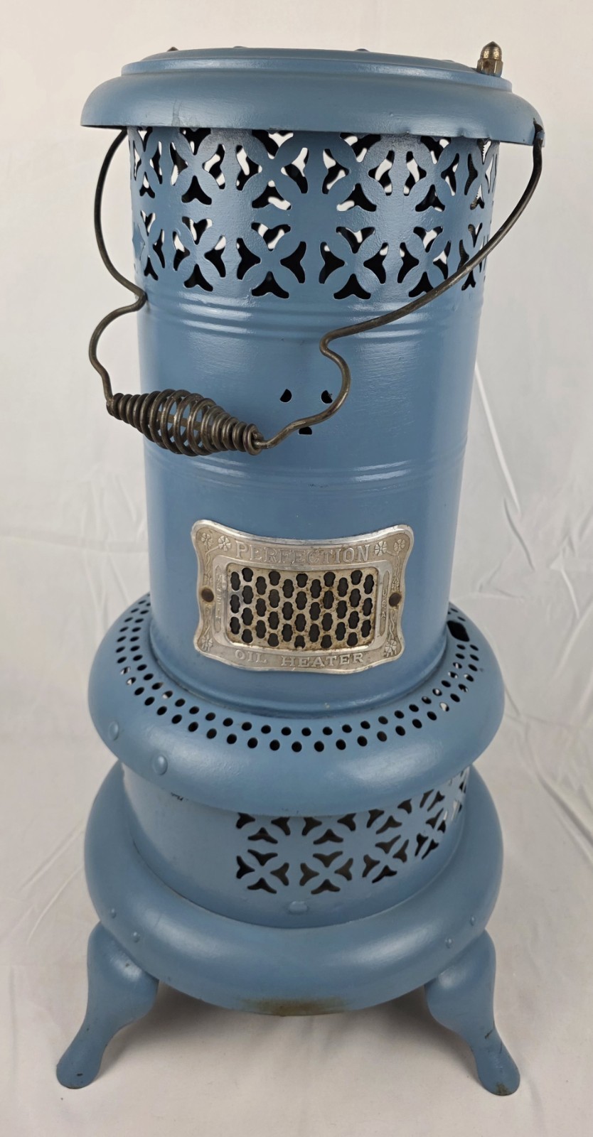 Antique Perfection Oil Heater Blue Kerosene Stove Cleveland Ohio w/ Fuel Tank