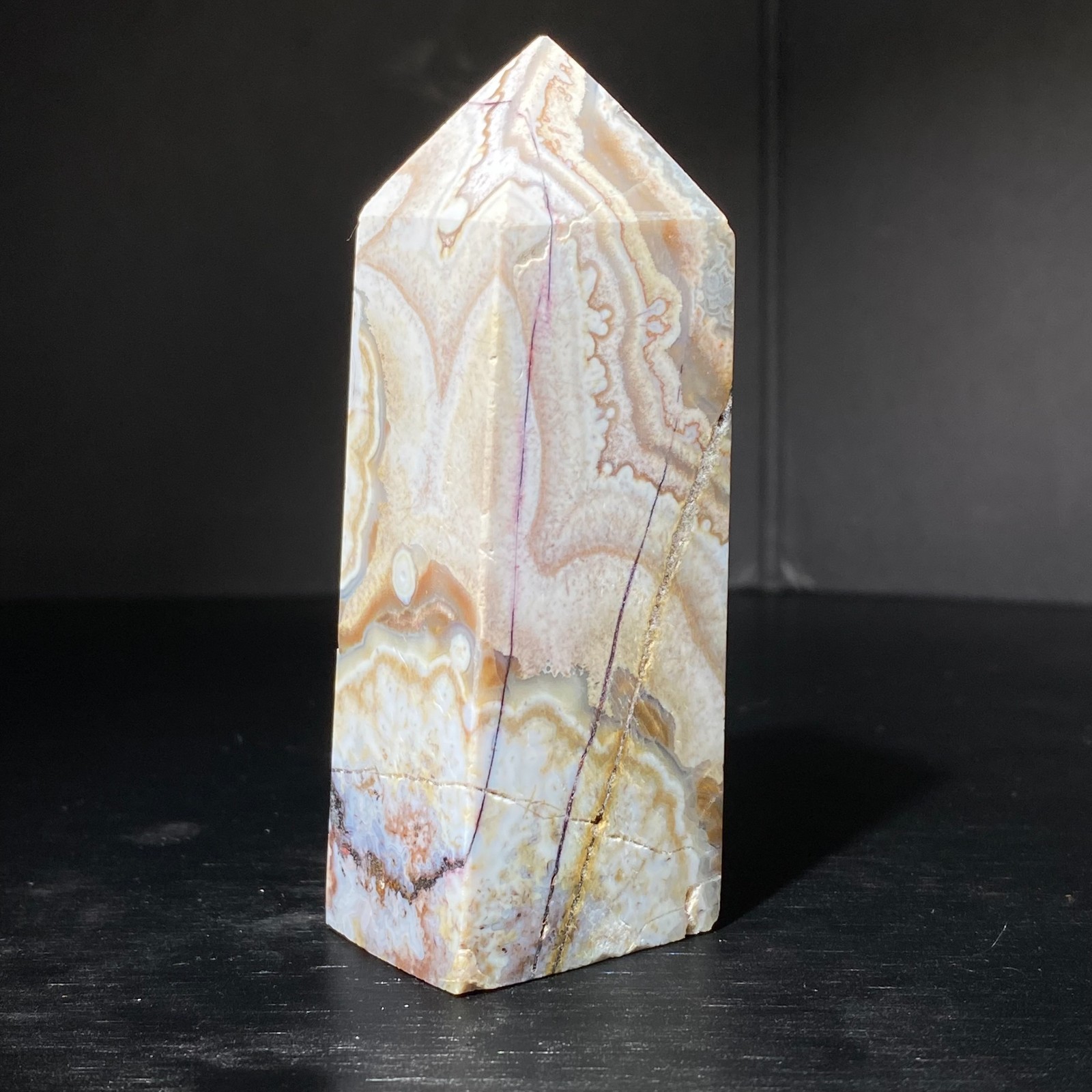 159G Natural Mexican agate Obelisk Quartz Crystal tower Point reiki decor