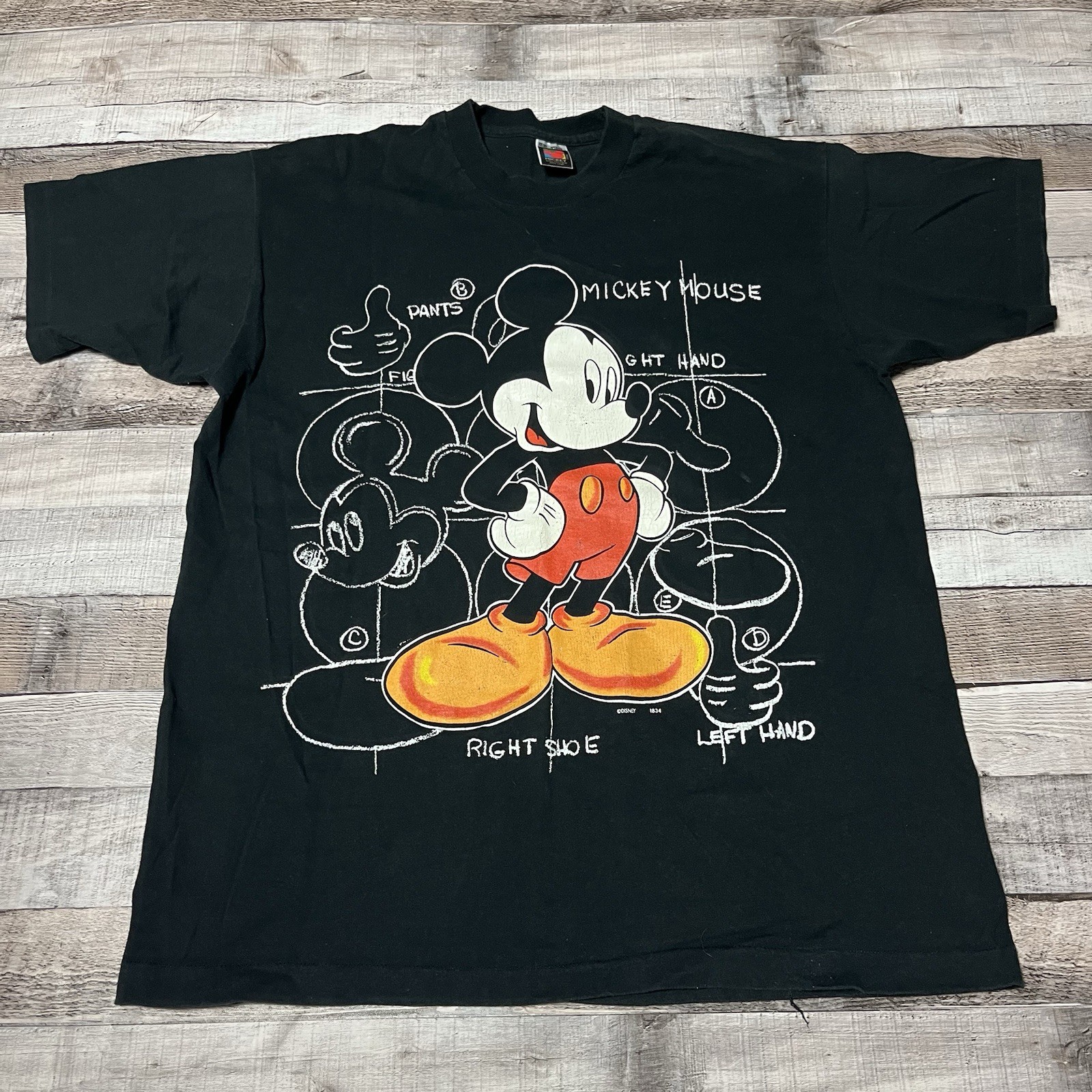 Disney Shirt Adult One Size Fits All Black Vintage Jerry Leigh Mickey Mouse 