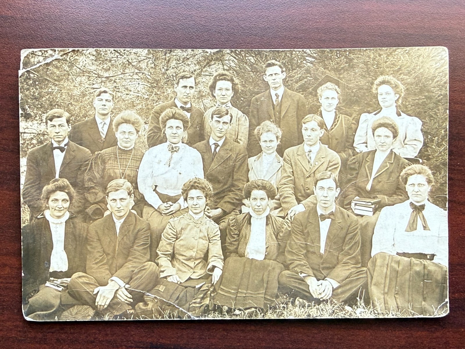 RPPC Postcard- A Group of Young Adults, Baldwin, Kansas Posted 1910