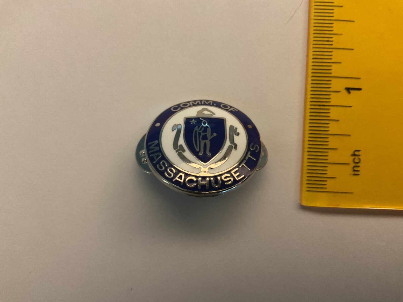 Massachusetts State Collar Seal collectable enamel silver full color pin backing Massachusetts State Collar Seal collectable enamel silver full color pin backing