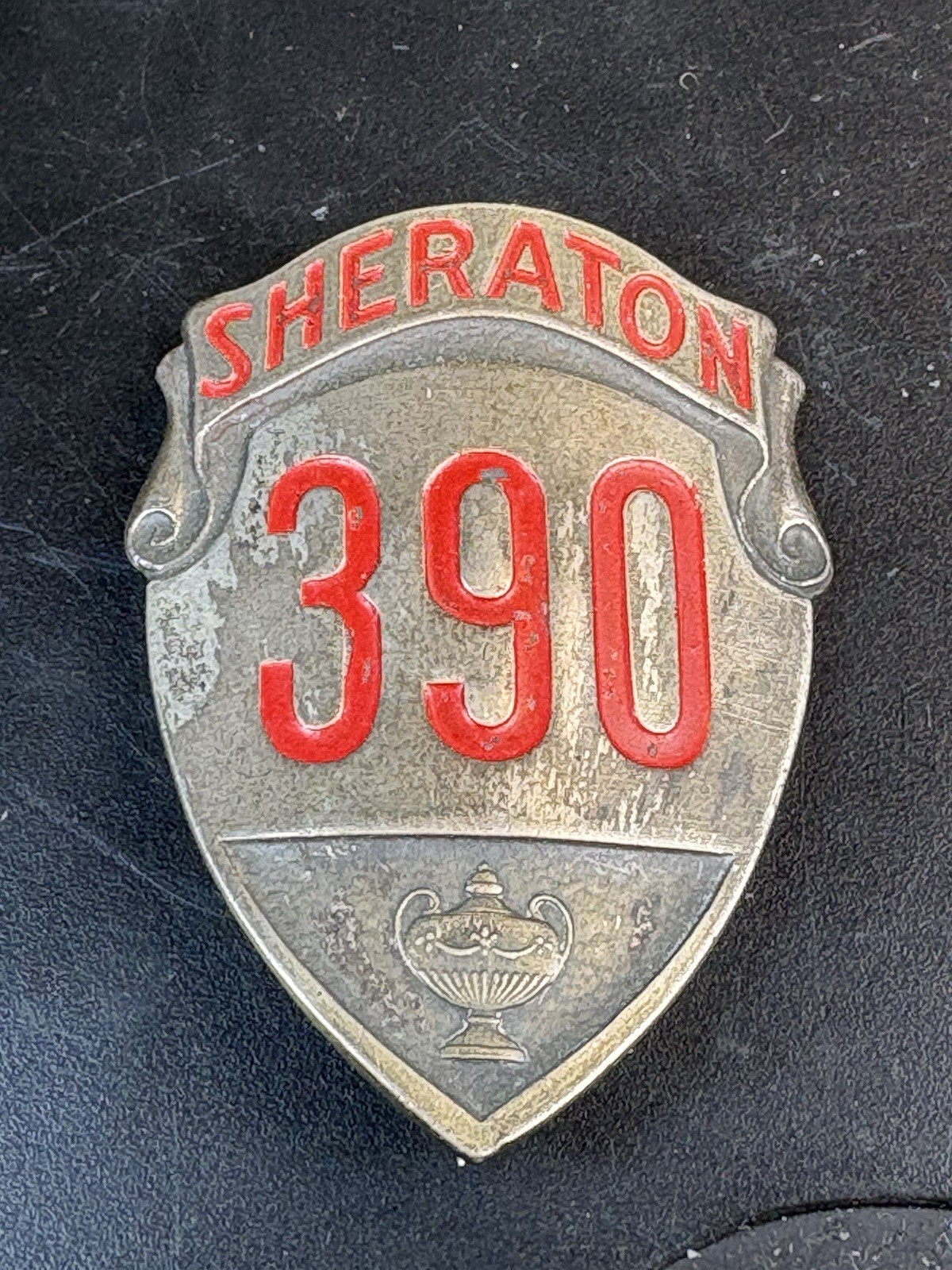 1940s Vintage Sheraton Hotel Bastian Bros. Hallmarked Employee Badge Pin Medal 1940s Vintage Sheraton Hotel Bastian Bros. Hallmarked Employee Badge Pin Medal