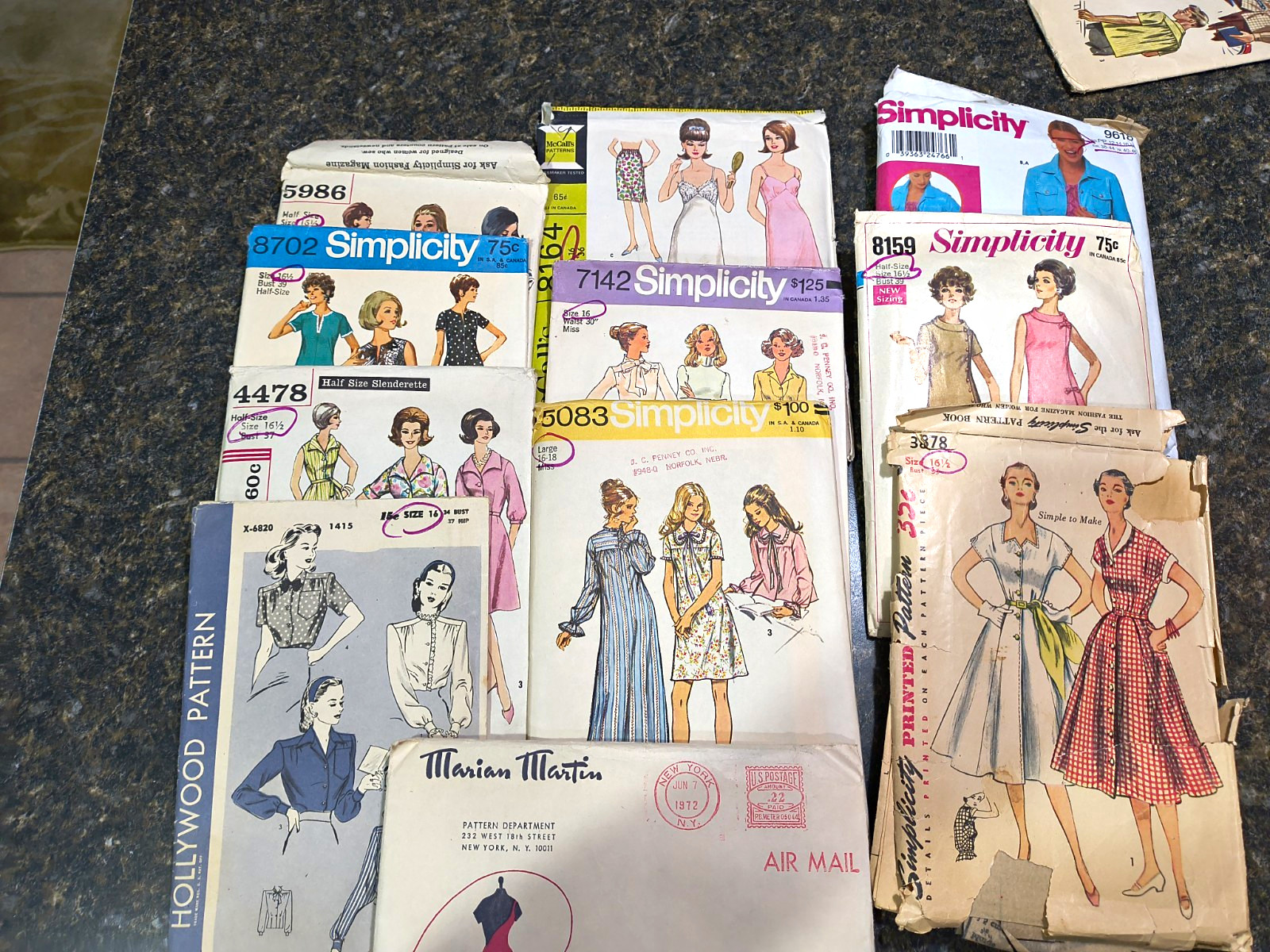 Simplicity Vintage Women’s Sewing Pattern Lot w/ Marian Martin Patterns