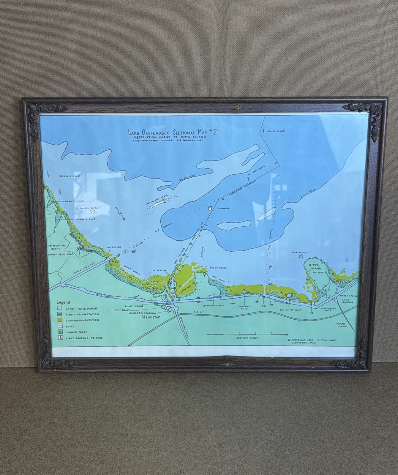 VTG 1990 Lake Okeechobee Sectional Map #2 Ritta Island D-TAIL MAPS Clewiston FL VTG 1990 Lake Okeechobee Sectional Map #2 Ritta Island D-TAIL MAPS Clewiston FL