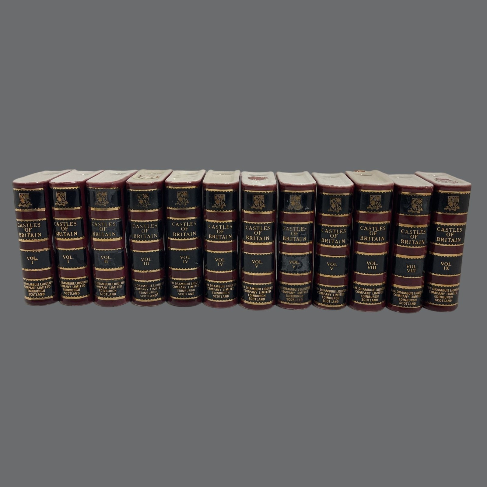 Vintage Drambuie Castles of Britain 12 Ceramic Book Bottles Empty Lot Rare HTF Vintage Drambuie Castles of Britain 12 Ceramic Book Bottles Empty Lot Rare HTF
