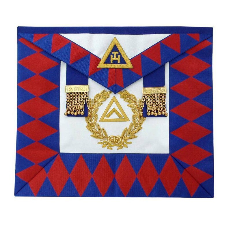 Grand Officers English Royal Arch Apron - Red & Blue-FRENCH LAMBSKIN Grand Officers English Royal Arch Apron - Red & Blue-FRENCH LAMBSKIN