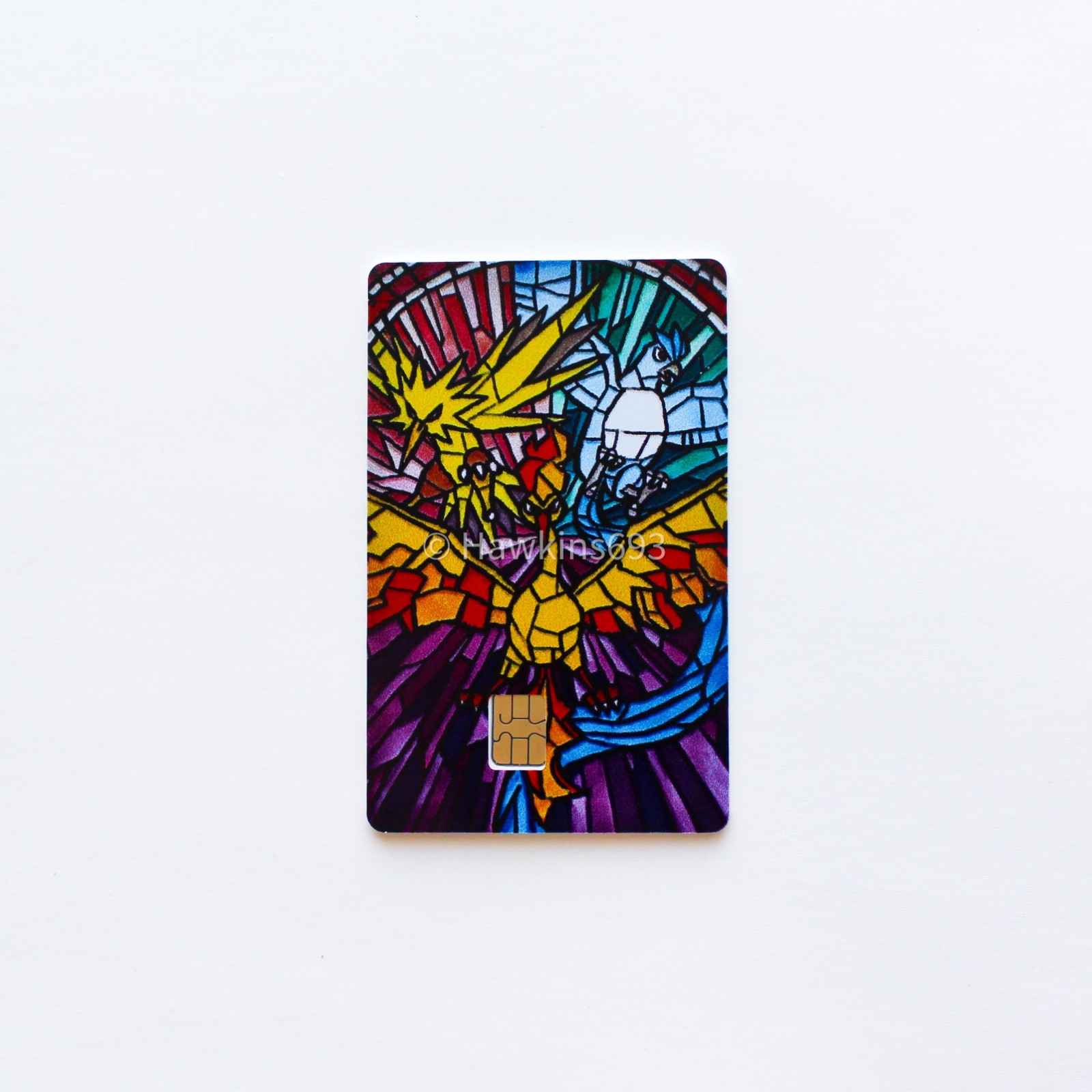 Legendary Birds Stained Glass Card Skin – Moltres Zapdos Articuno (Small Chip)