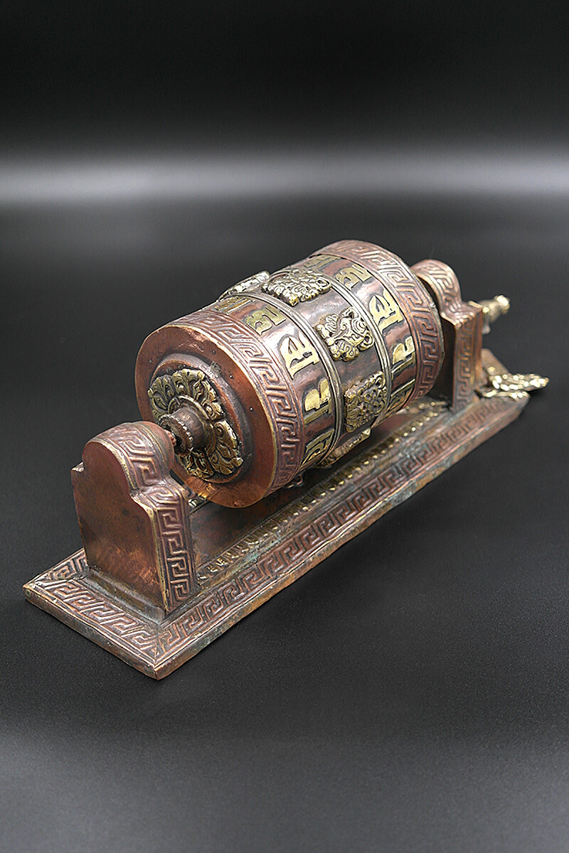 Buddhist Copper Prayer Wheel with wall mount, Handmade Om Mani Padme hum mantra Buddhist Copper Prayer Wheel with wall mount, Handmade Om Mani Padme hum mantra