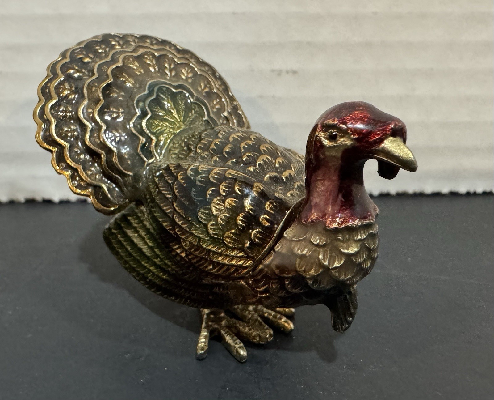 Monet 2011 Wild Turkey Enameled Jeweled Magnetic Hinge Trinket Box 
