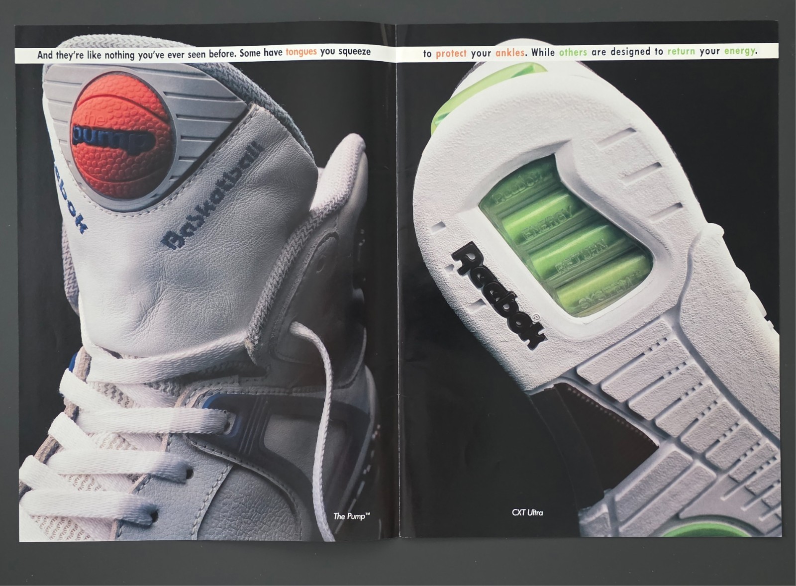 1990 PRINT AD Reebok Basketball Sneaker 