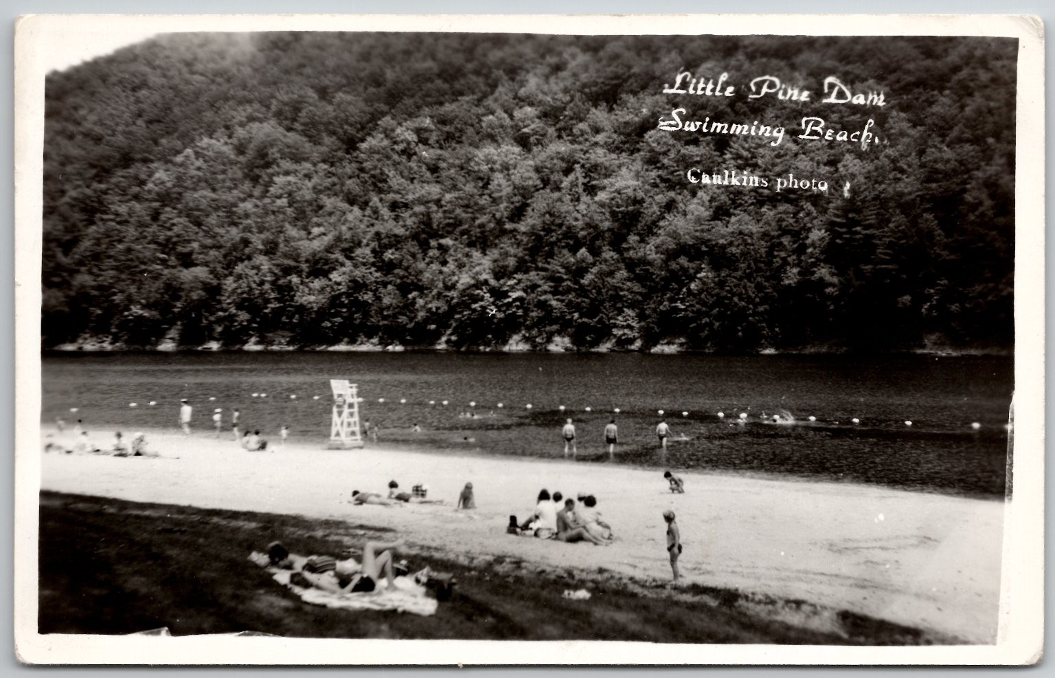 Vintage Little Pine Dam Swimming Beach RPPC Calkins Photo 1930s