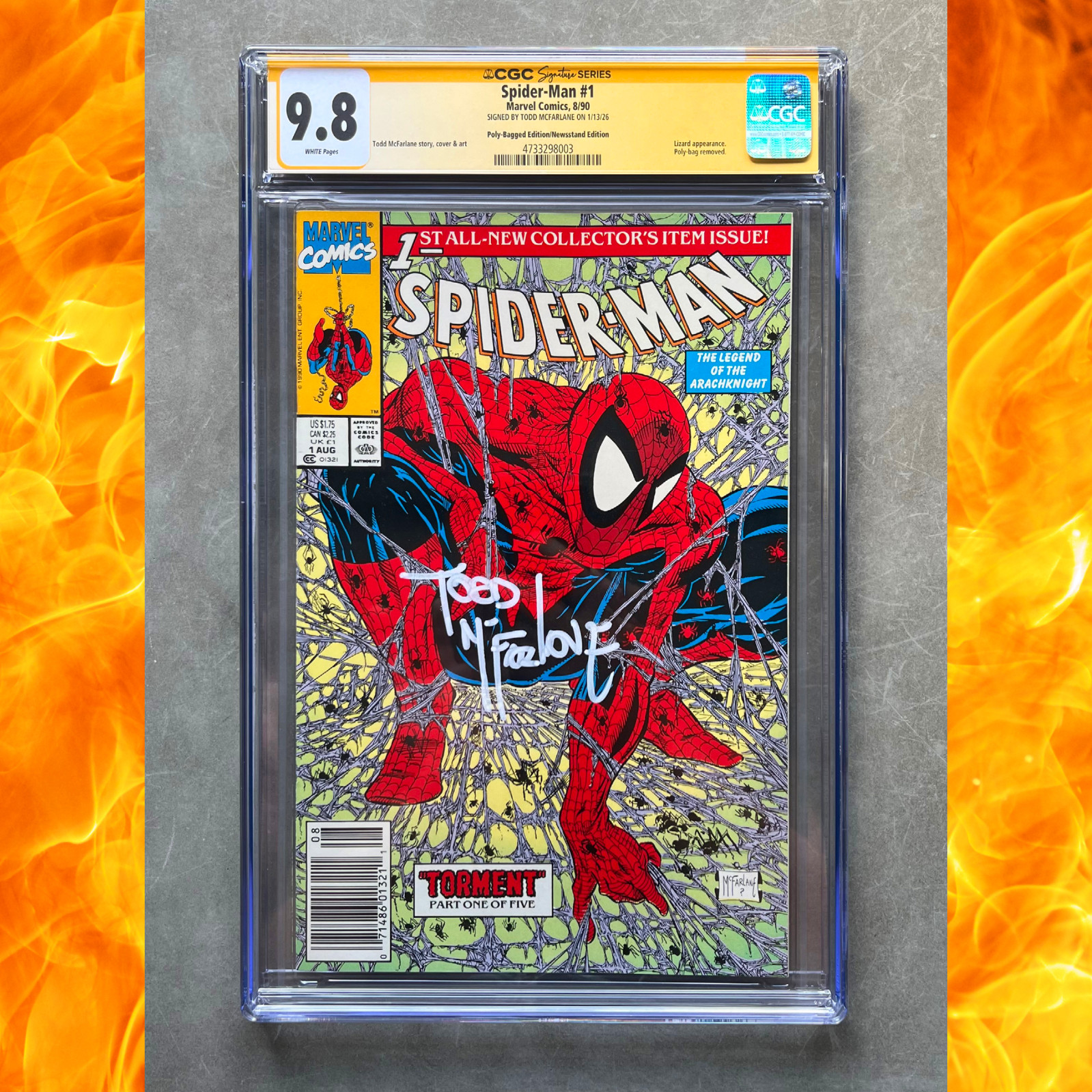 🔥 Spider-Man #1 CGC 9.8 SS NM/M (Rare Newsstand) Signed by Todd McFarlane 🔥