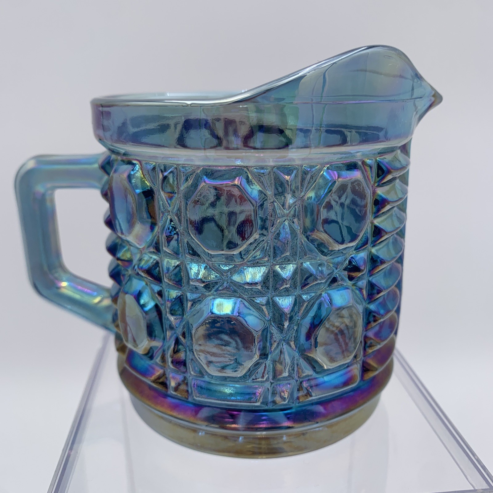 Vintage Indiana Glass Windsor Carnival Iridescent Blue Creamer
