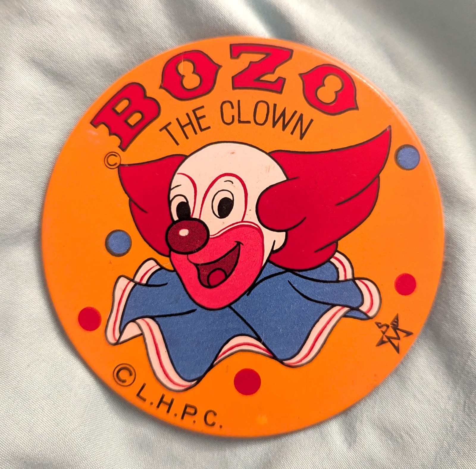 Bozo the Clown Larry Harmon Vintage Advertising Pin-Back Button Rare 1950 1960 