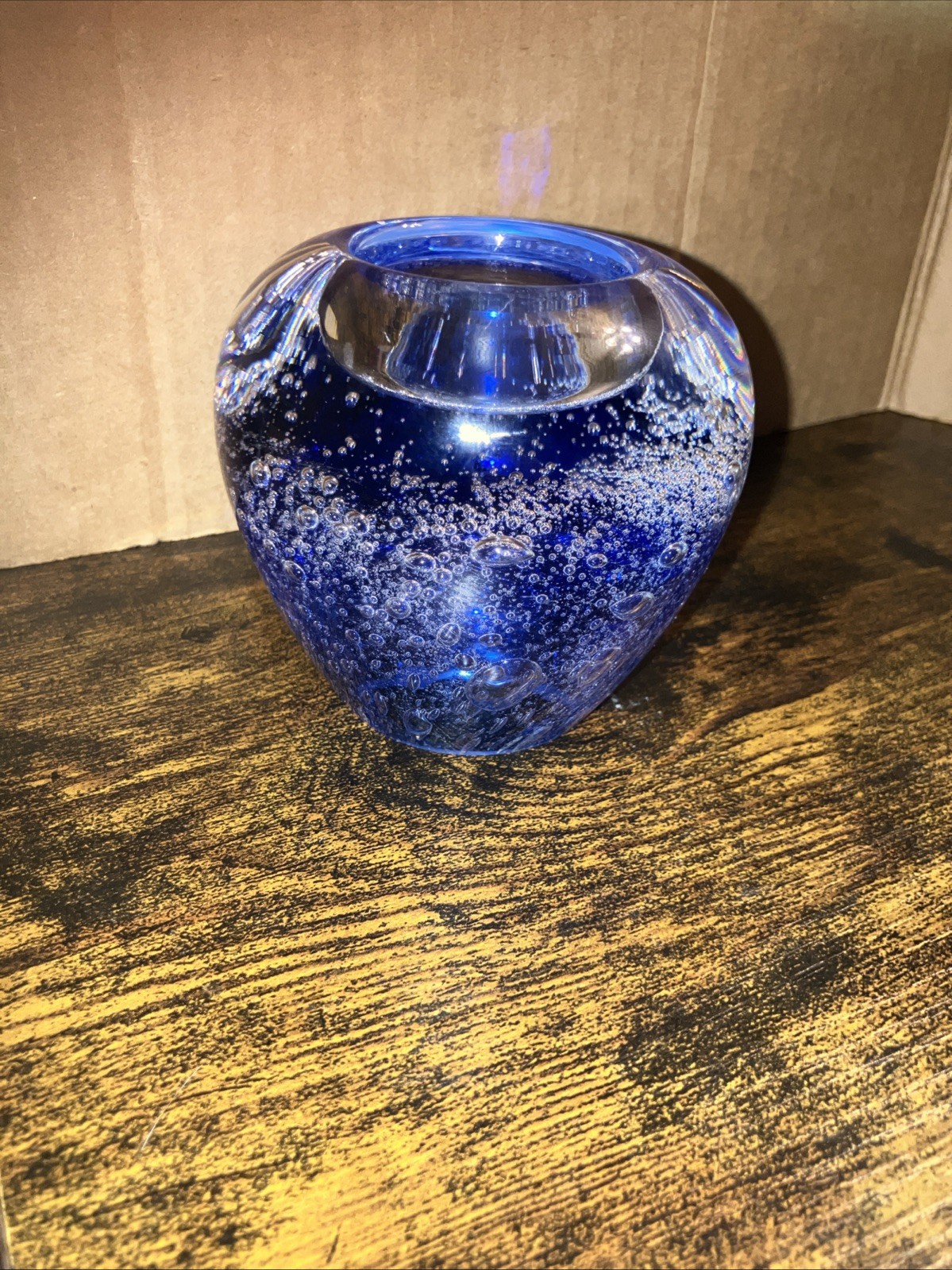 Royal Limited Crystal Blue Bubble Glass Votive Candleholder Made in Poland Royal Limited Crystal Blue Bubble Glass Votive Candleholder Made in Poland
