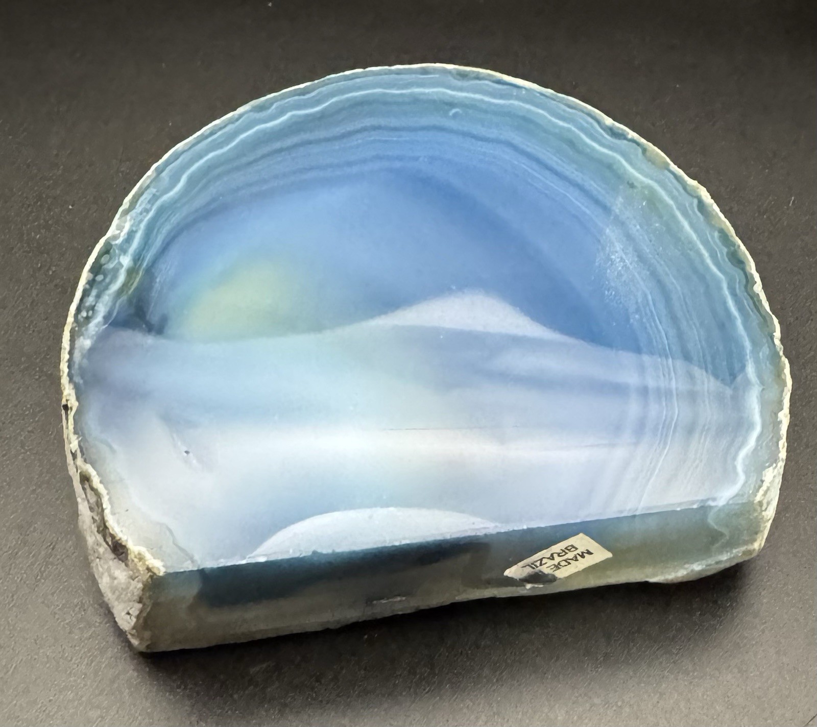 Vintage Brazilian Blue Agate Geode Slice Polished Mineral Specimen Made Brazil Vintage Brazilian Blue Agate Geode Slice Polished Mineral Specimen Made Brazil