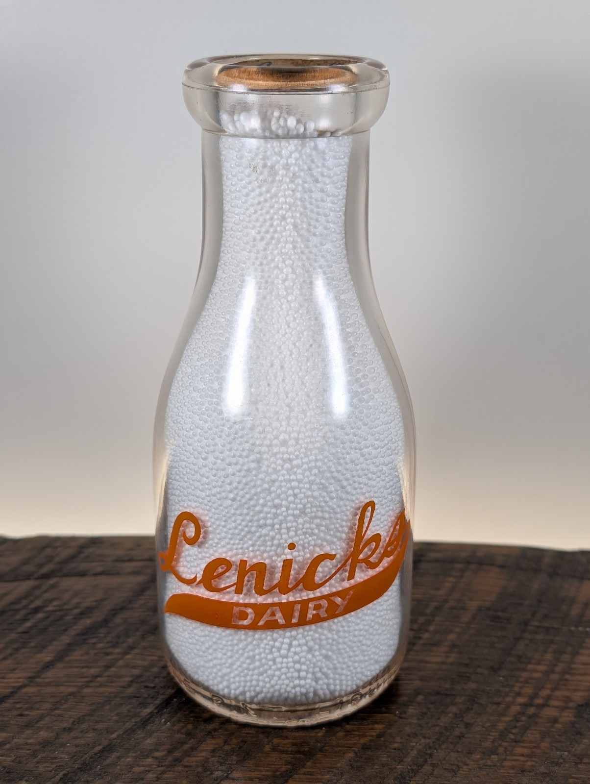 Lenick's Dairy LaPorte La Porte IN IND INDIANA Pyro Pint Milk Bottle Baby ACL Lenick's Dairy LaPorte La Porte IN IND INDIANA Pyro Pint Milk Bottle Baby ACL