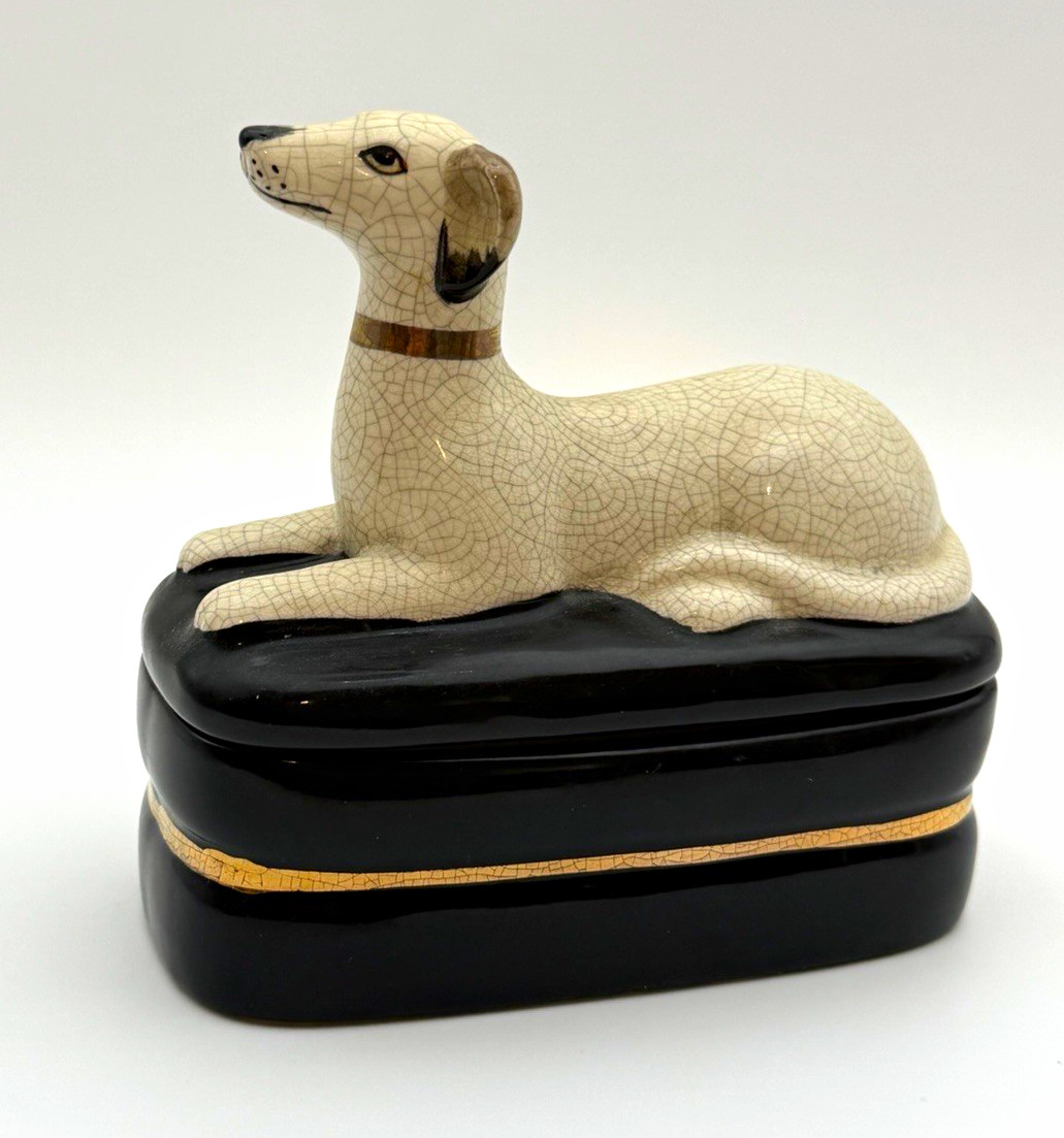 Takahashi San Francisco Made in Japan Black Dog Figurine Trinket Box w/ Gold Takahashi San Francisco Made in Japan Black Dog Figurine Trinket Box w/ Gold