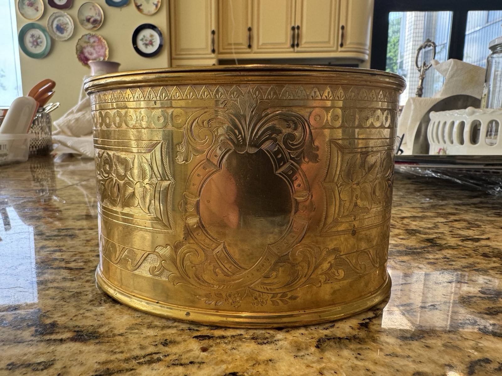 James Deakin & Sons Antique Copper Brass Electroplated Biscuit Barrel Victorian James Deakin & Sons Antique Copper Brass Electroplated Biscuit Barrel Victorian