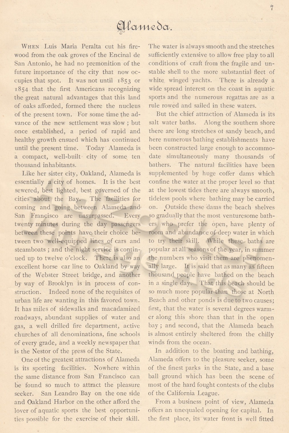 1887 Alameda California - A City of Homes, Information & Growth Print Article