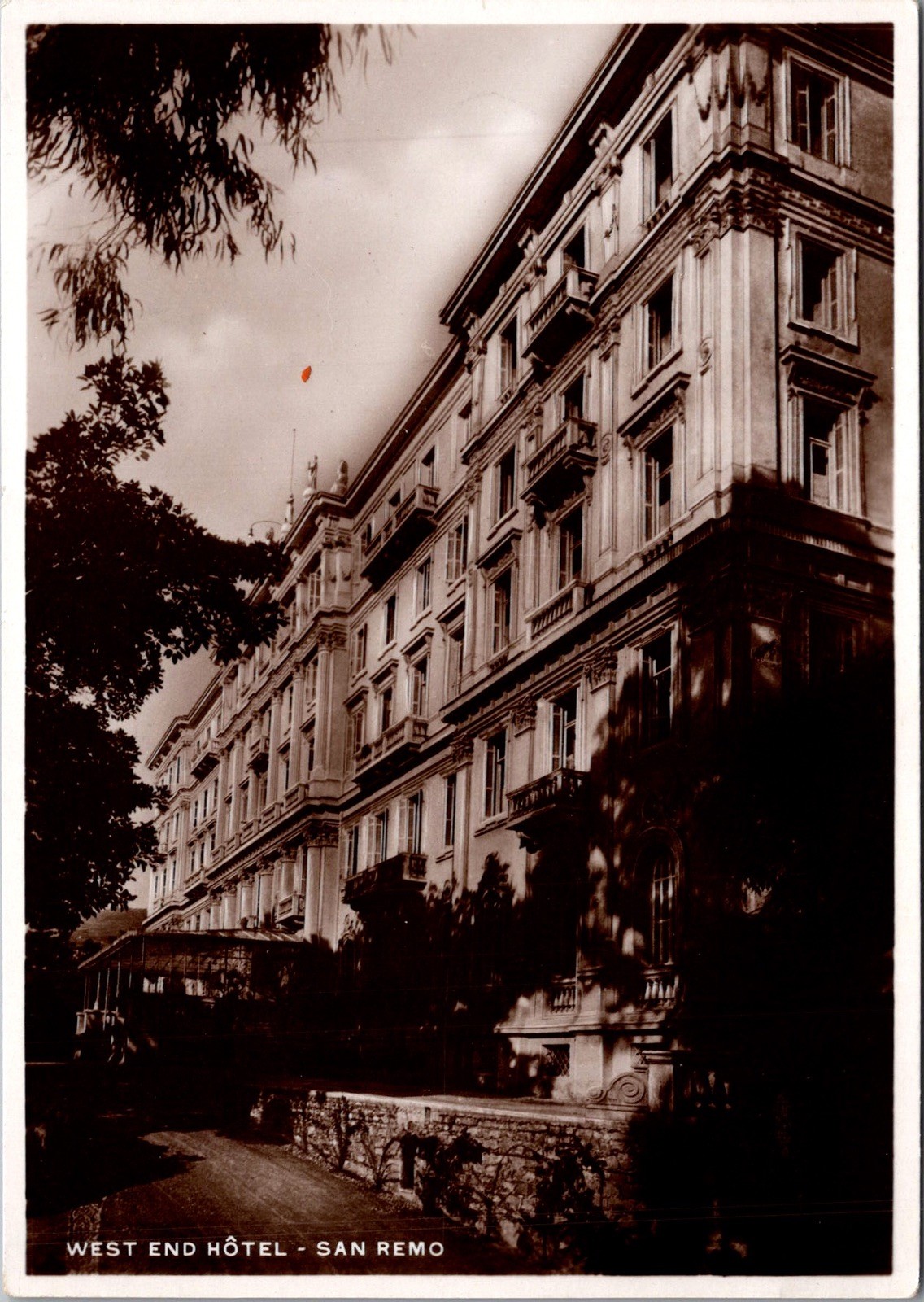 West End Hotel Sanremo Italy Historic Hotel Building Real Photo RPPC Postcard