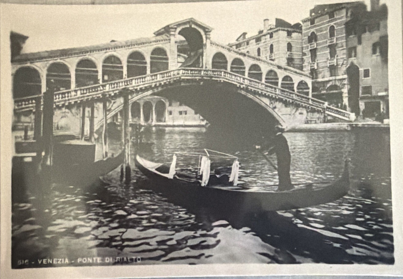 Vintage Venice Rialto Bridge Gondola Postcard Venezia Ponte di Rialto