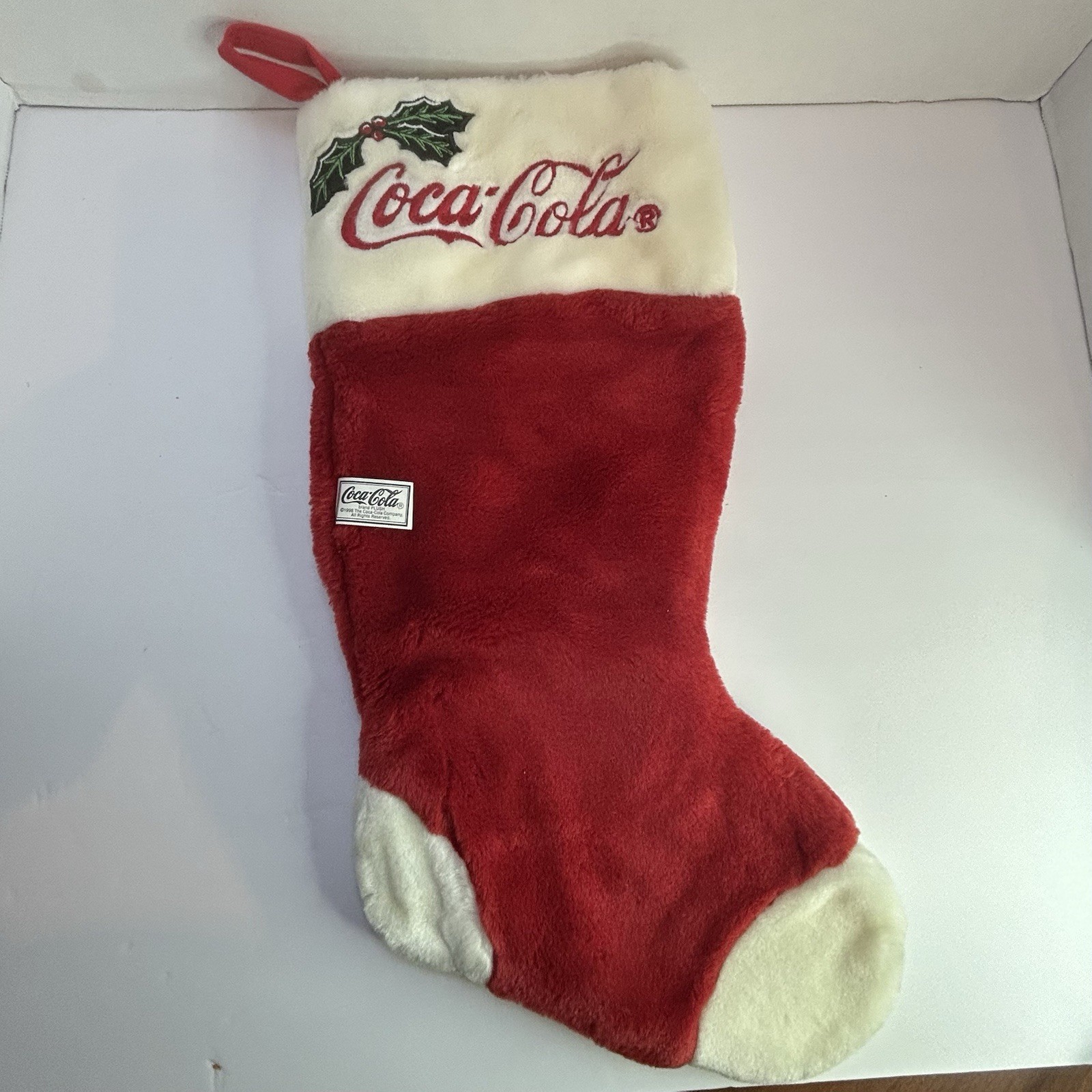 VINTAGE 1998 COCA-COLA CHRISTMAS STOCKING 19” RED & WHITE VINTAGE 1998 COCA-COLA CHRISTMAS STOCKING 19” RED & WHITE
