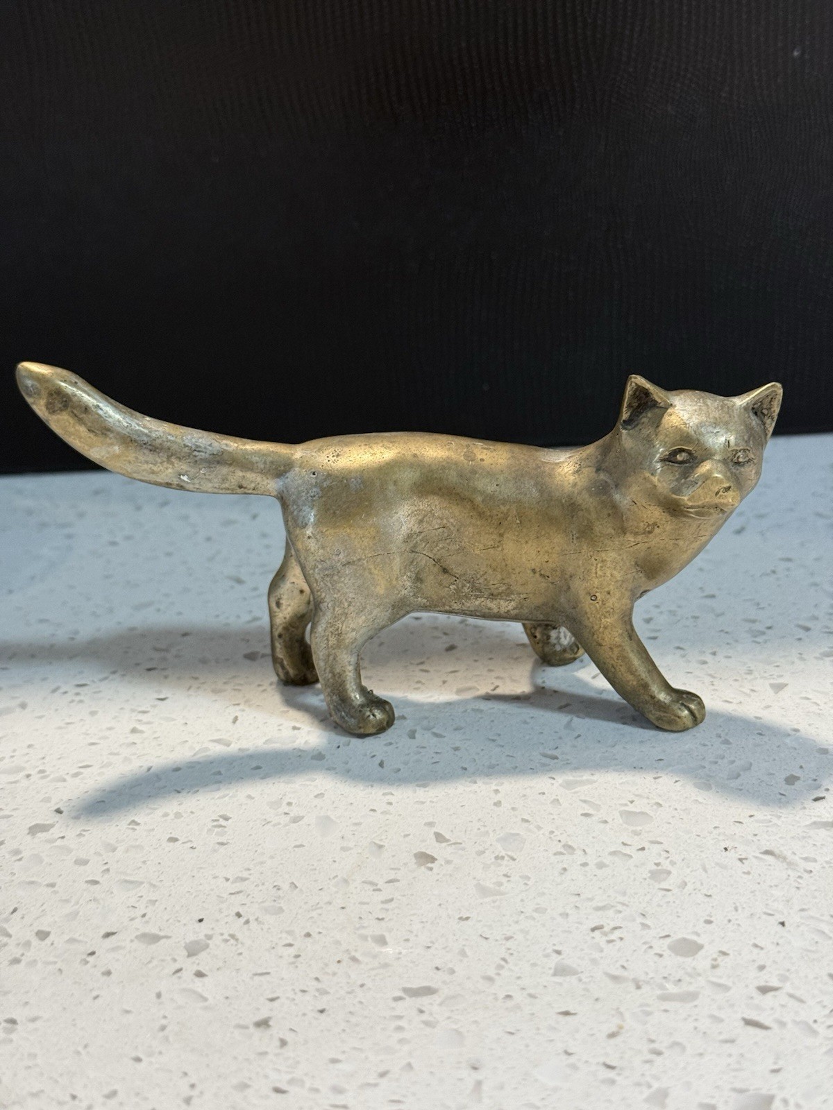 Beautiful Vintage Small Metal Cat Figurine Mid Century Home