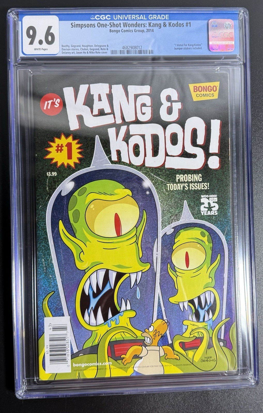 HARD TO FIND 2014 KANG & KODOS COMIC BOOK - SIMPSONS ONE SHOT - CGC 9.6 - NM+