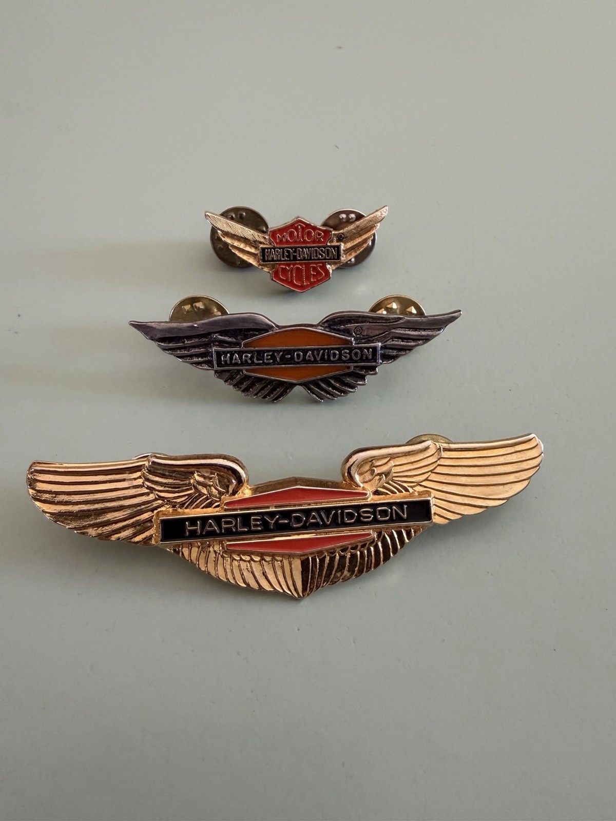 Vintage Harley Davidson Wings Pins Lot Of 3 Vintage Motorcycle Pins