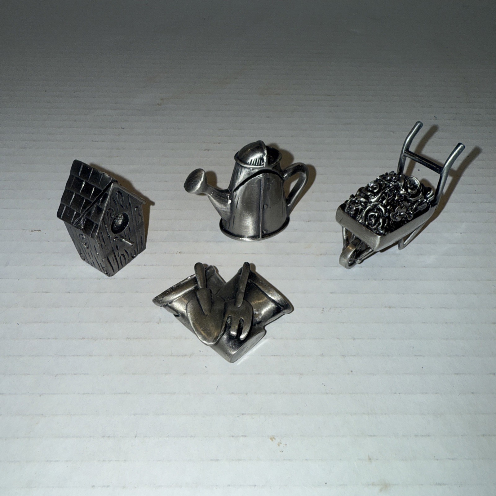 Vintage Pewter Gardening Themed Figurines. Heavy Pewter. Set Of 4 Vintage Pewter Gardening Themed Figurines. Heavy Pewter. Set Of 4