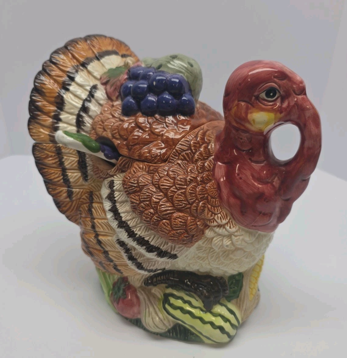 Vintage 1997 Jay Imports Ceramic Turkey Soup Tureen Lid Ladle Thanksgiving 10\