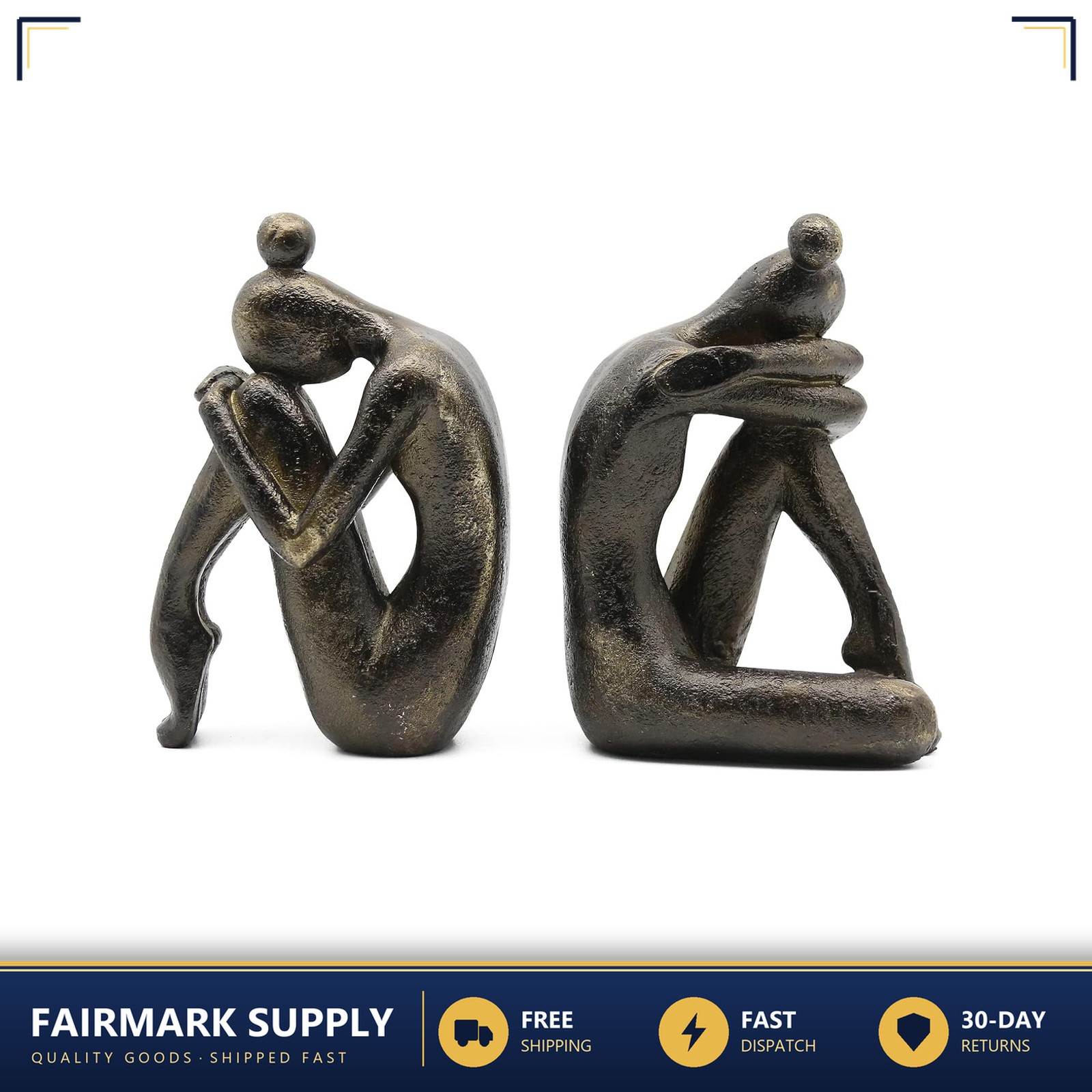 Decorative Female Resin Bookends Pair 6.5 Inch Abstract Sculpture Decorative Female Resin Bookends Pair 6.5 Inch Abstract Sculpture