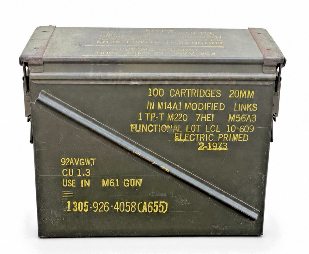 1973 US Army M548 20mm Ammo Can M61 Vulcan VADS Training Vietnam Era Empty 1973 US Army M548 20mm Ammo Can M61 Vulcan VADS Training Vietnam Era Empty