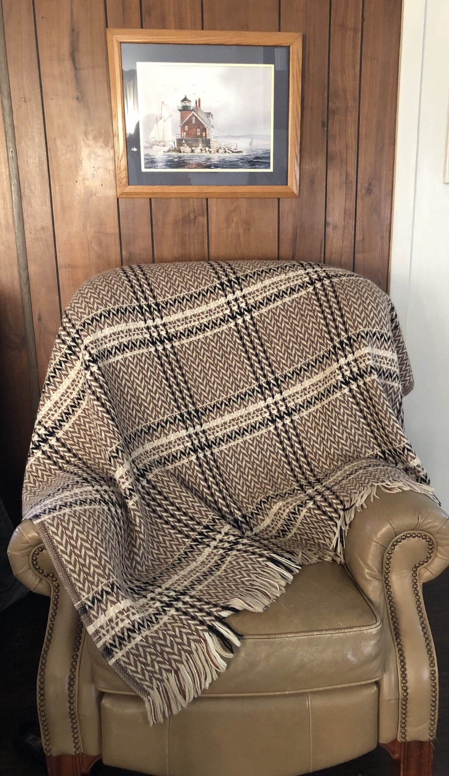 Vintage Pendleton 100% Virgin Wool Throw Blanket with Fringe Brown 56 x 66 EUC
