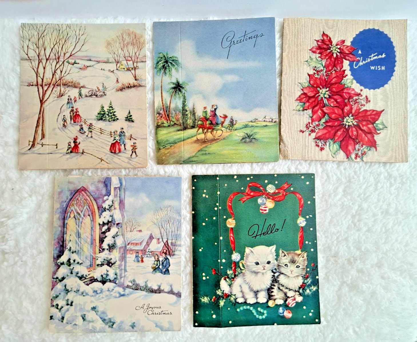 5 VTG Picture-View 3D Christmas Greeting Cards Diorama Tunnel 1940's Unused 5 VTG Picture-View 3D Christmas Greeting Cards Diorama Tunnel 1940's Unused