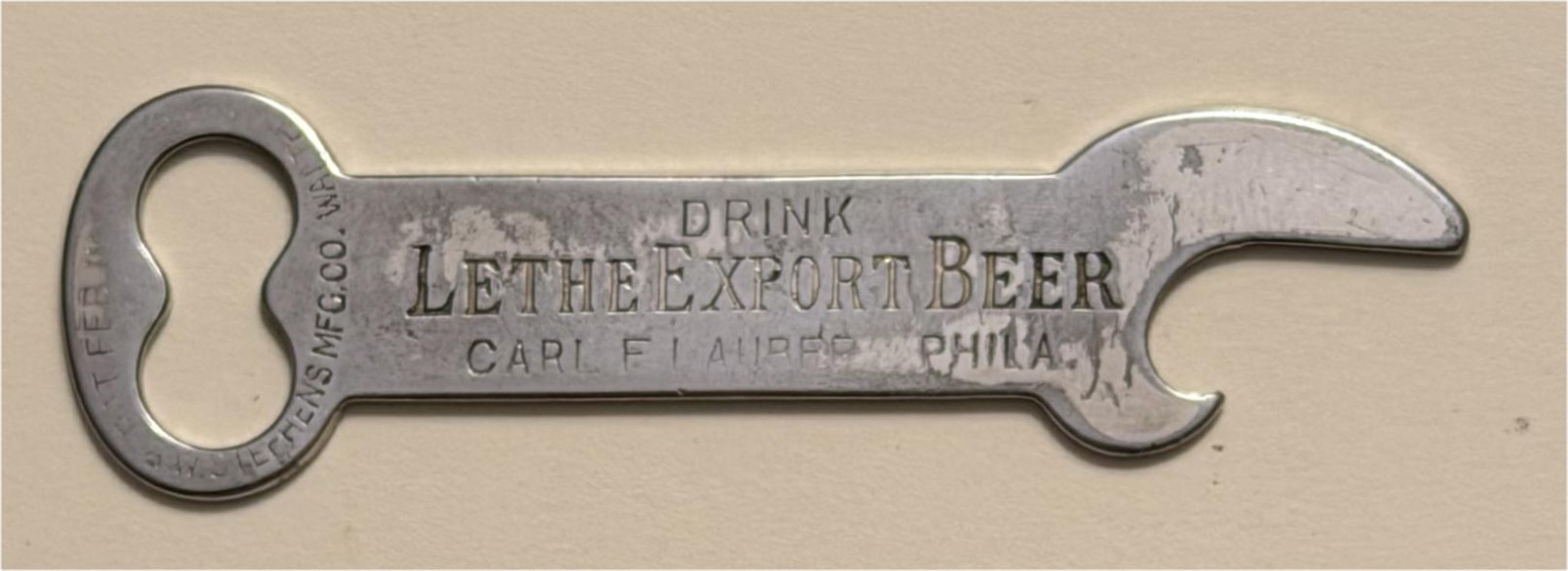 1910s Lethe Export Beer Carl F Lauber Philadelphia Key Bottle Opener B-18-546