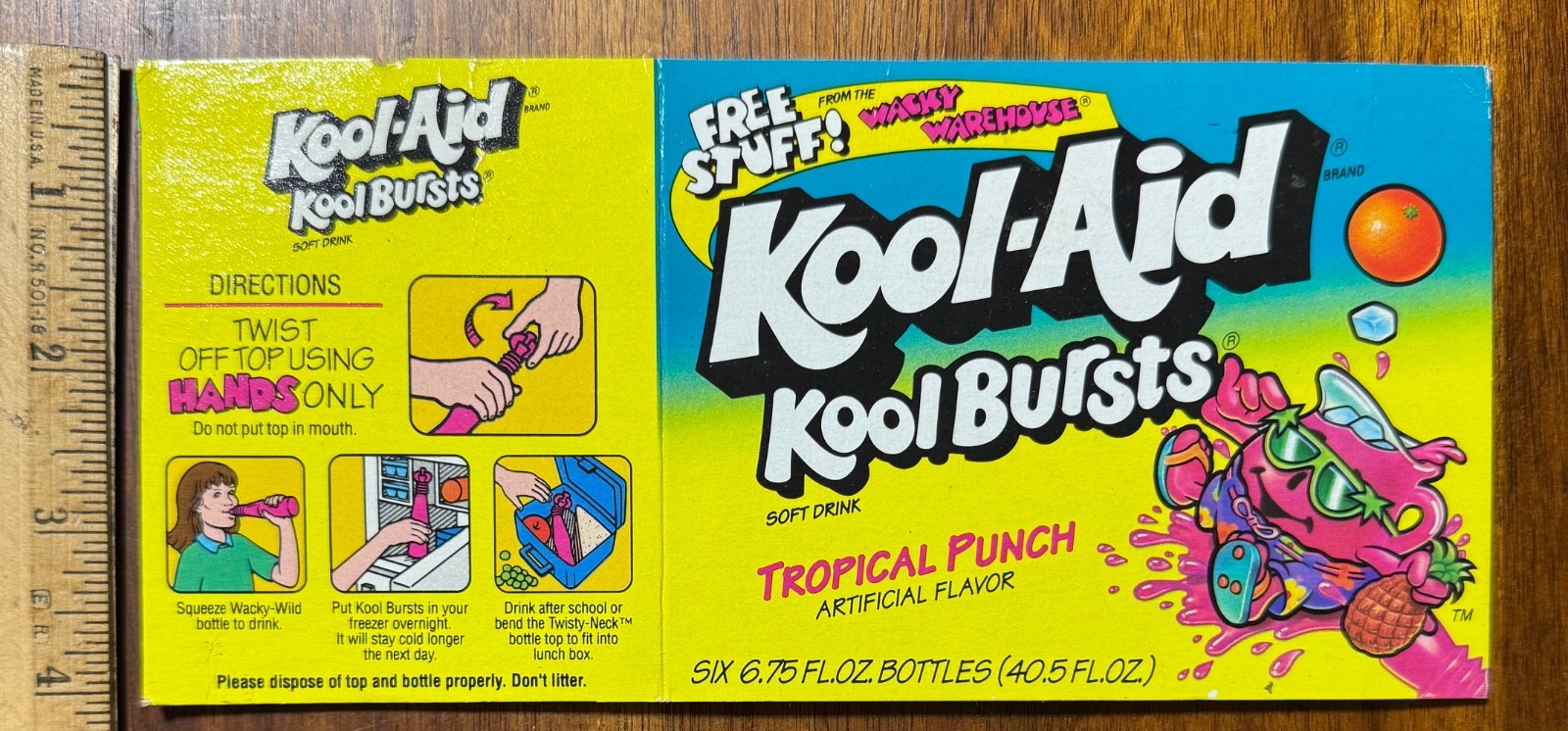 Vintage 1993 Kool-Aid Bursts Box Only Tropical Punch Wacky Warehouse