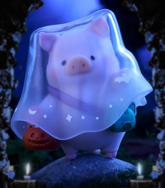 100% Lulu The Piggy Zombie Ghost Surprise Can Figurine Designer Toys Halloween
