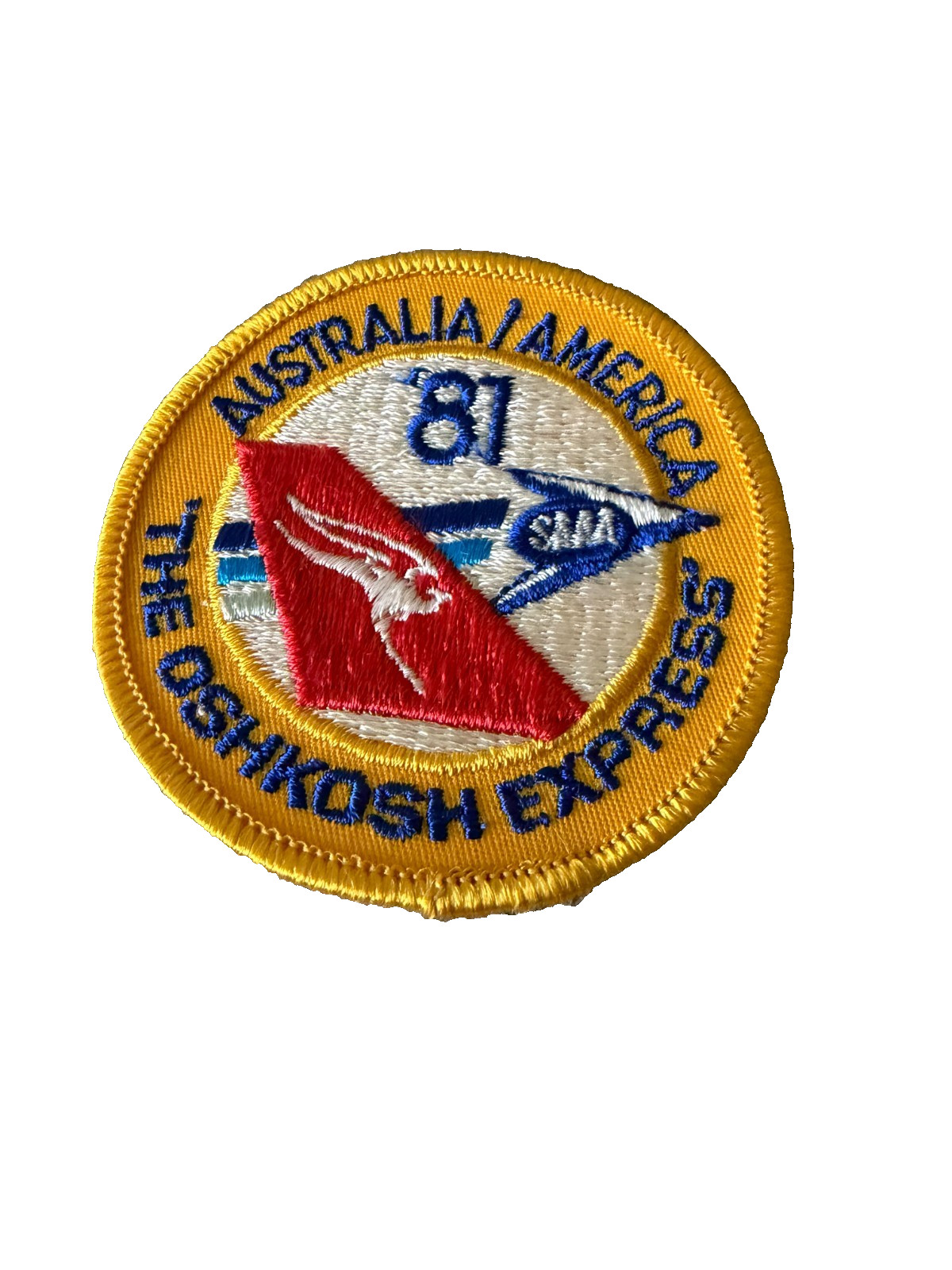Vintage 1981 Qantas SAAA Oshkosh Express Patch Australia America 81 Aviation EAA Vintage 1981 Qantas SAAA Oshkosh Express Patch Australia America 81 Aviation EAA