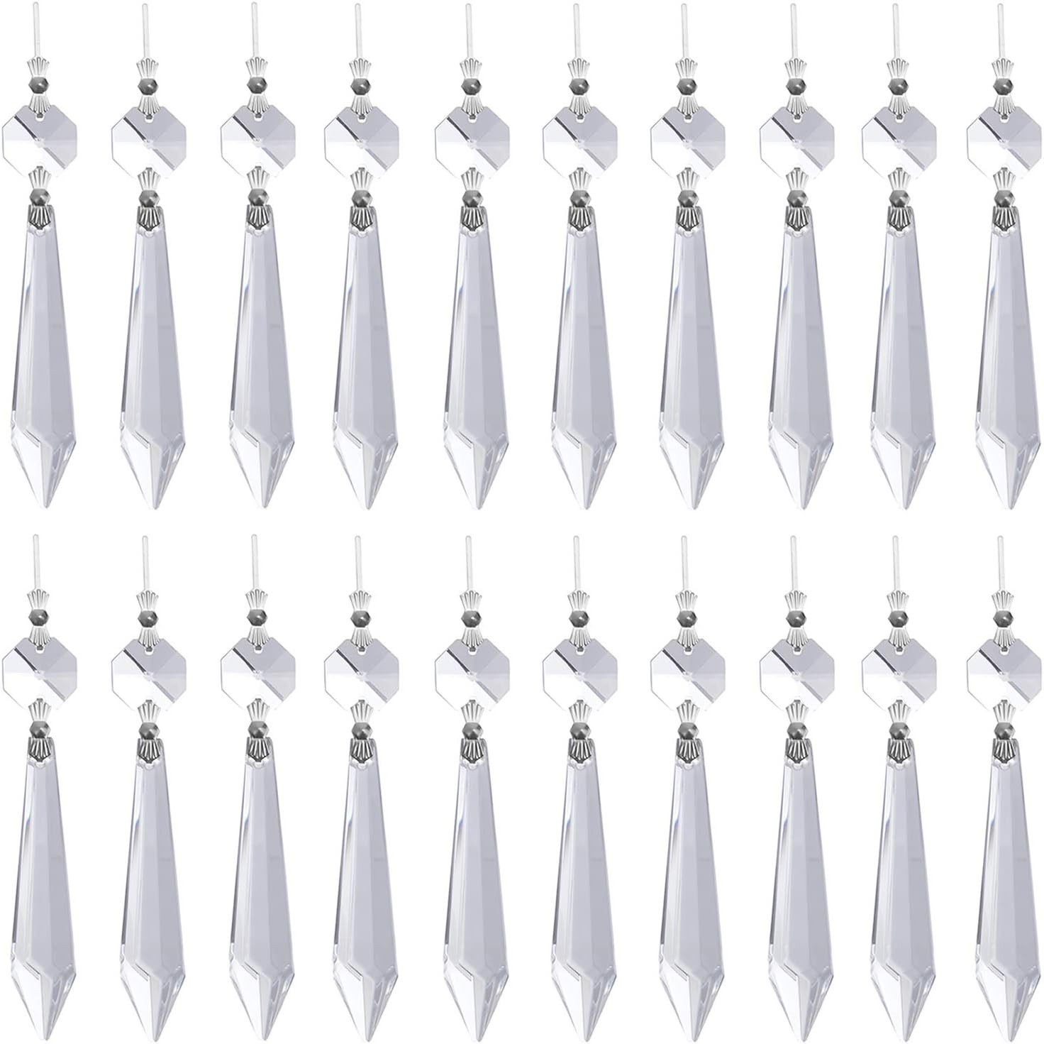 20 Pcs Clear Crystal Chandelier Icicle Prisms Replacement Parts for Lamp Decore 20 Pcs Clear Crystal Chandelier Icicle Prisms Replacement Parts for Lamp Decore