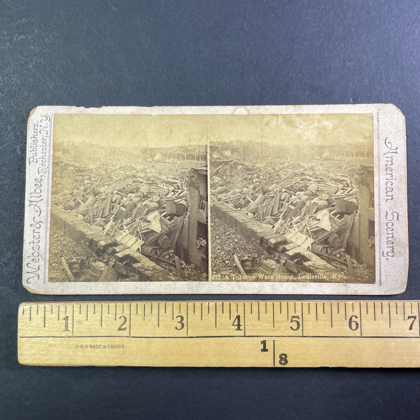 Louisville Tornado Stereoview Webster & Albee Tobacco Warehouse 1890s Kentucky
