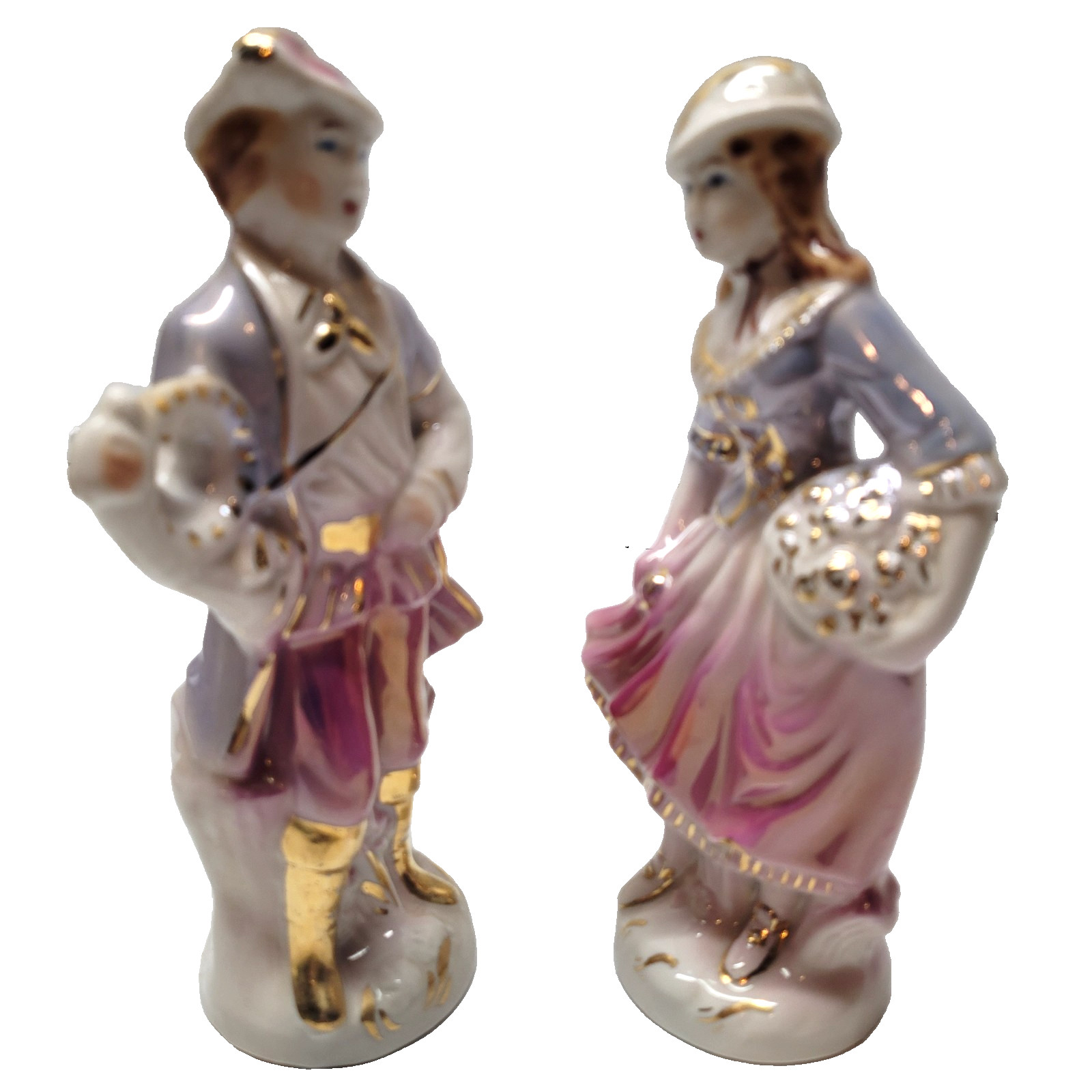 Vintage Mid Century Porcelain Courting Couple Figurines 7.5\ Vintage Mid Century Porcelain Courting Couple Figurines 7.5\