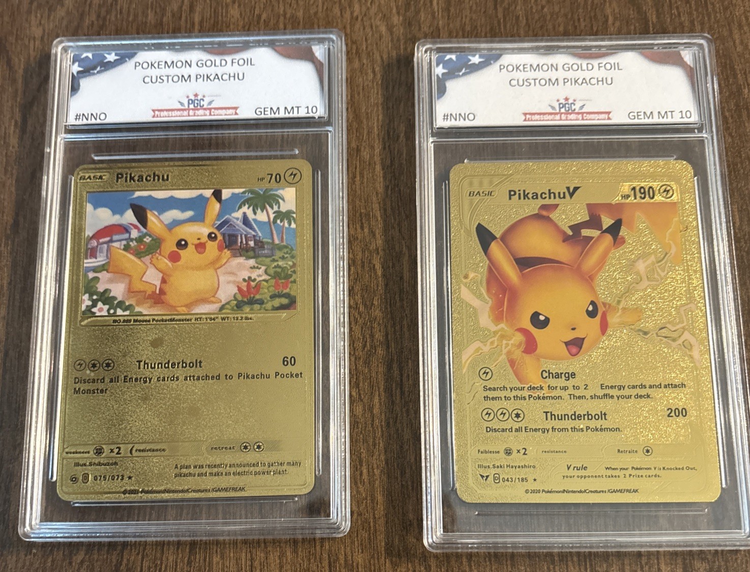 Pokémon Gold Foil Fan Art Pikachu LOT OF Two Basic V And Basic