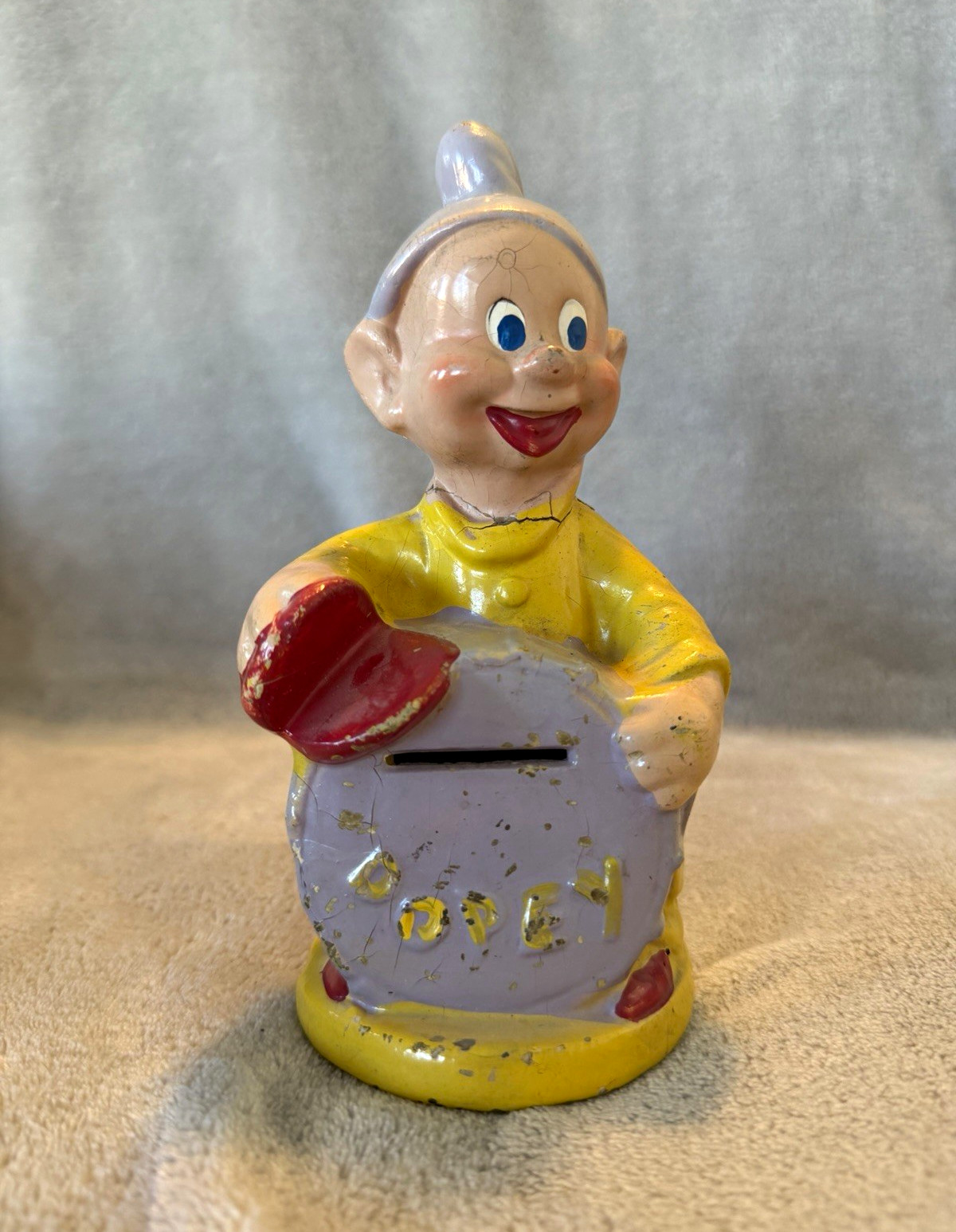 Vintage Walt Disney Dopey Ceramic Coin Bank 6.5 Vintage Walt Disney Dopey Ceramic Coin Bank 6.5